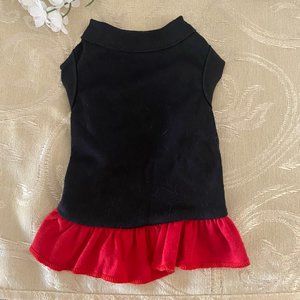 Black tee shirt Dog dress with red flounce Size: XS